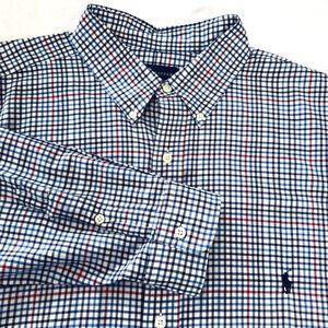 Ralph Lauren Blue and Red Plaid Casual Button Down Shirt
